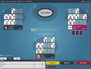ICE – BetConstruct showing Open Face Chinese Poker