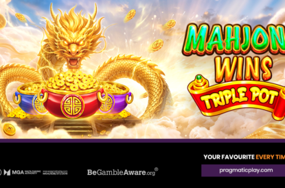 Golden dragon with coins and Mahjong