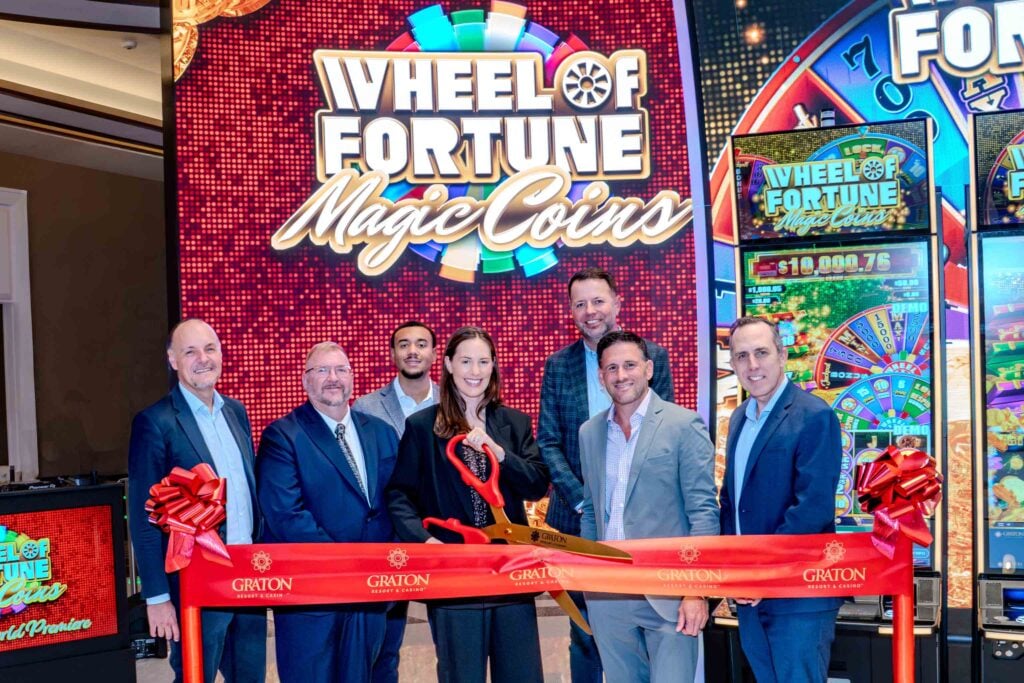 IGT's Domenico Pastia with Graton's Doyle Smotherman, IGT's Mike Di Asio, Emily Schmitt and James Lancaster, along with Graton's Jeremy Weinstein and IGT's Jim Kaffenberger